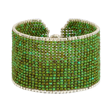 Brazalete Telar Plata Grueso Liso Turquesa T